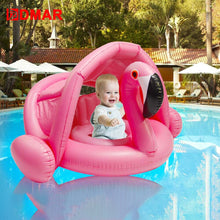 0-3 Years Baby Inflatable Flamingo Swan Pool Float with Sunshade