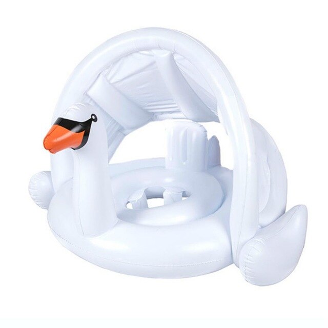 0-3 Years Baby Inflatable Flamingo Swan Pool Float with Sunshade